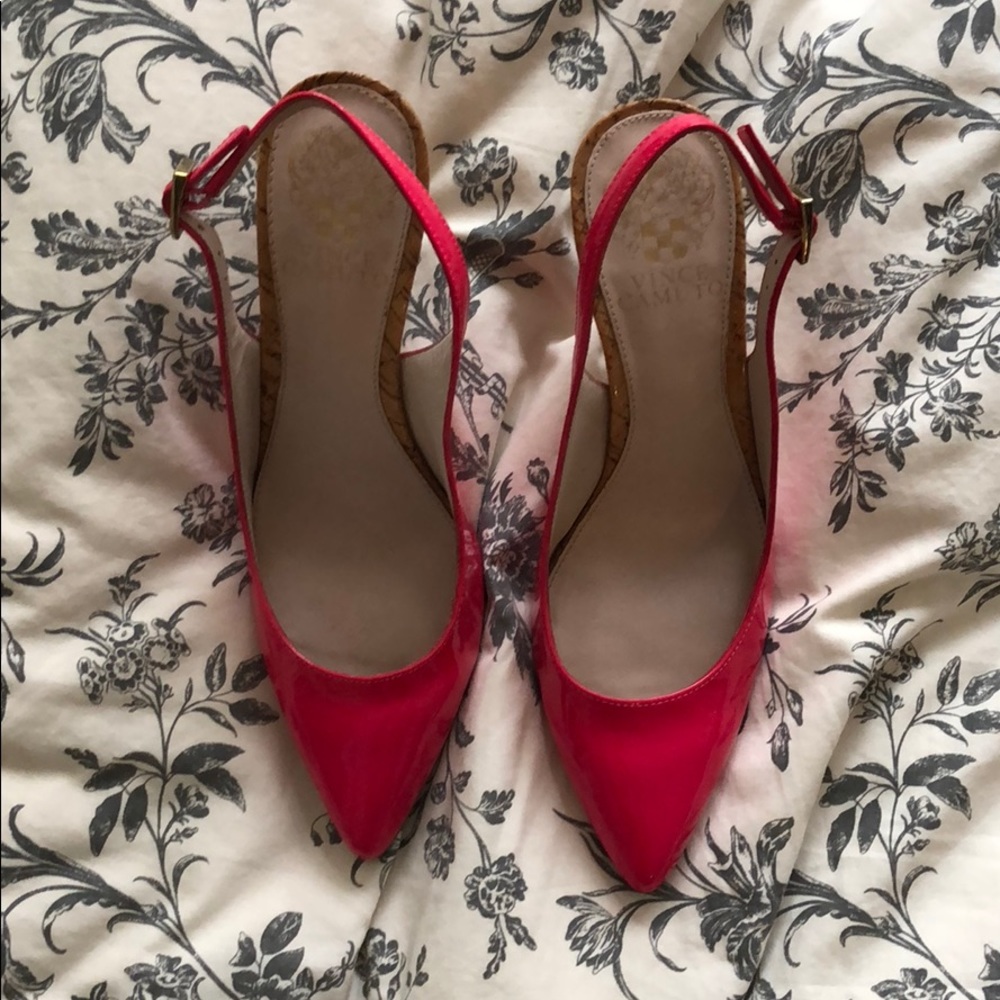 Hot pink sling back heels